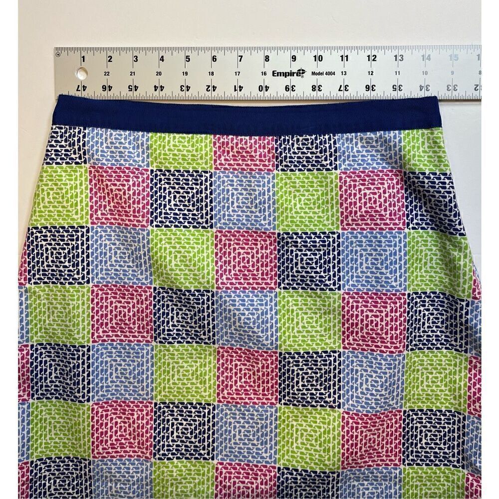 Vineyard Vines Whale Aurora Faux Patchwork Lined Cotton Skirt RibbonTrim Size 4 - Picture 5 of 10